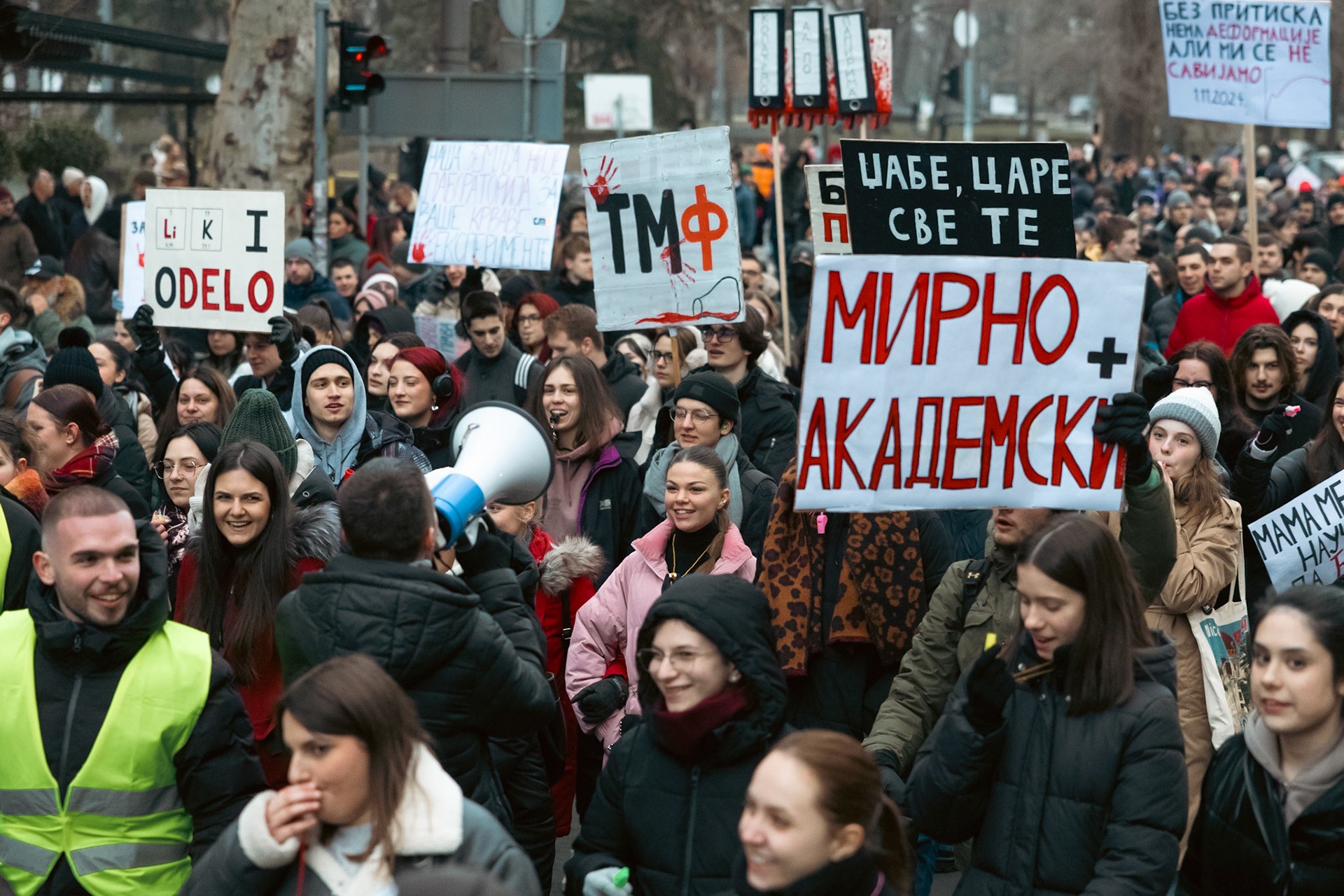 Demonstrationen in Belgrad gegen die Regierung, Januar 2025. Foto: frei von https://protesti.pics/studenti