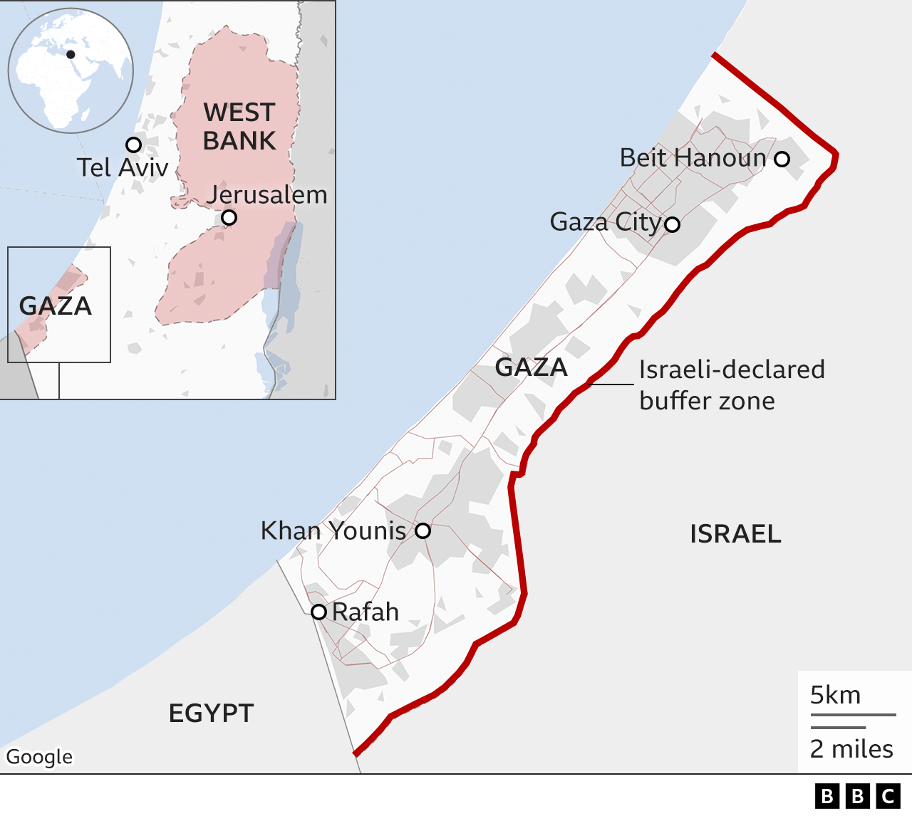 Karte des Gazastreifens. Theganareport.com