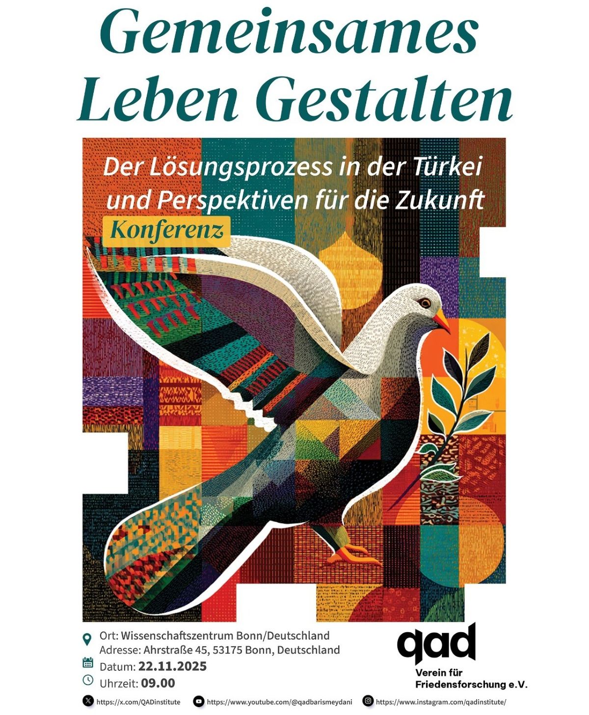 Die kurdische Parte DEM und der Dachverband kurdischer Nationalkongress KNK fordern den türkischen Staat zu Verhandlungen über die "kurdische Frage" auf. Foto: qad.de