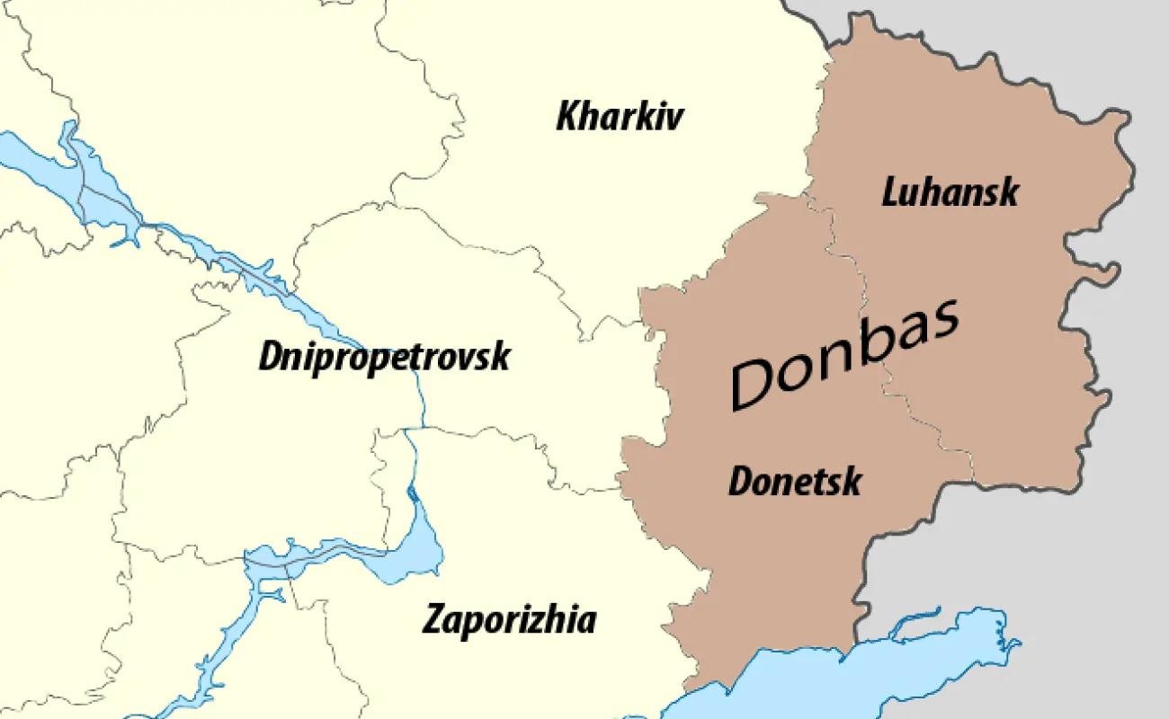 Karte der Ostukraine mit dem Donbas